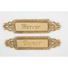 Flot "Damer"-skilt i massiv messing